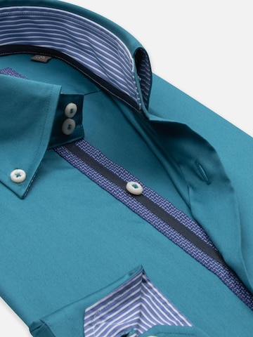 Slim fit Camicia business 'Roma Iconic Satin Man Shirt Green' di 7Camicie in verde