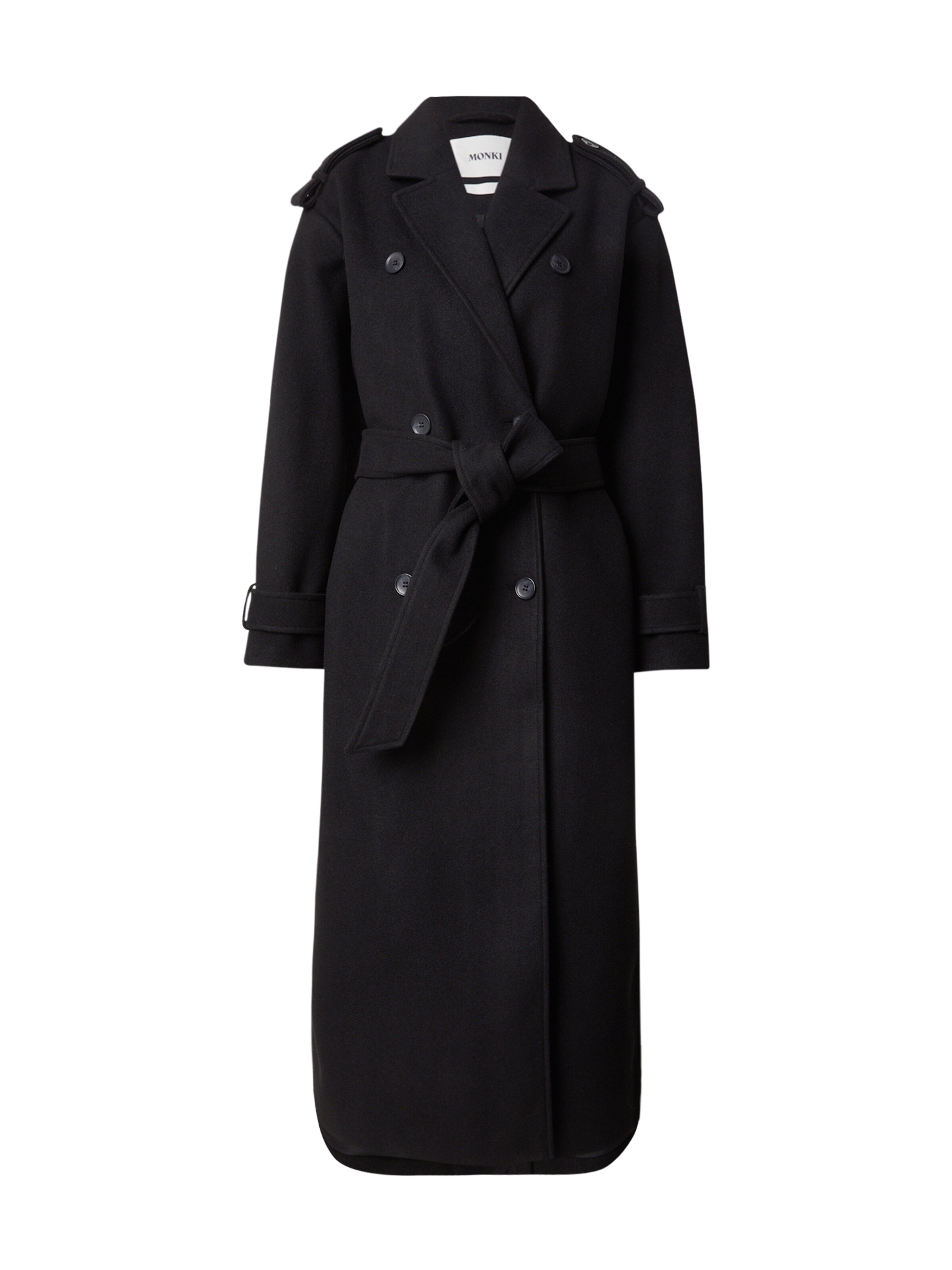 Monki Between-Seasons Coat in Black: front