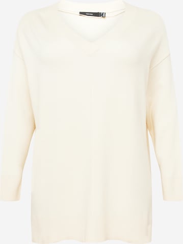 Vero Moda Curve Oversize sveter 'GOLD LINK' - Béžová: predná strana