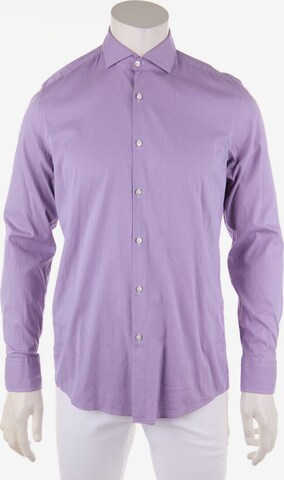 BOSS Black Button Up Shirt in M in Purple: front