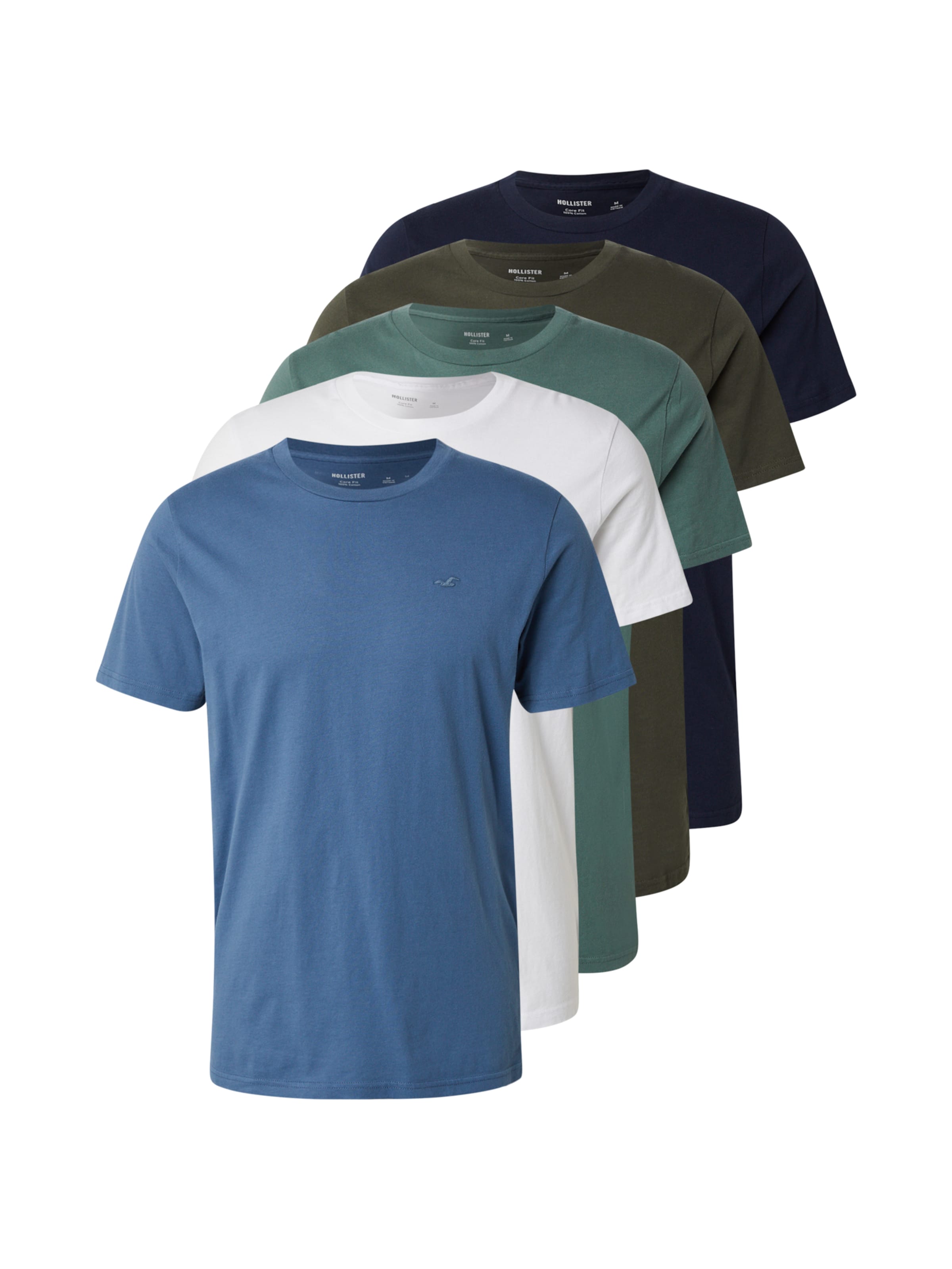 Tricou HOLLISTER pe albastru marin / opal / oliv / verde smarald / alb, Vizualizare produs