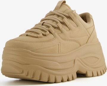 Bershka Platform trainers in Beige: front