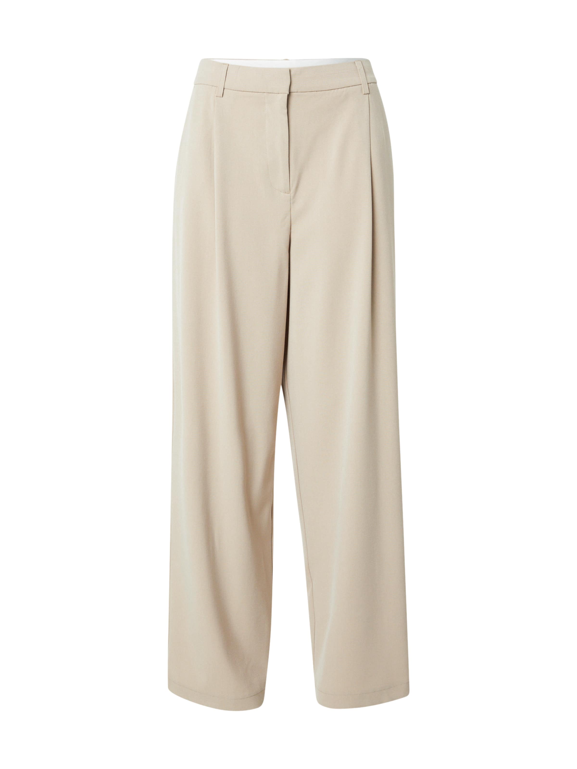 PIECES Široke hlačnice Hlače z naborki 'PCPRUISA' | bež barva: sprednja stran