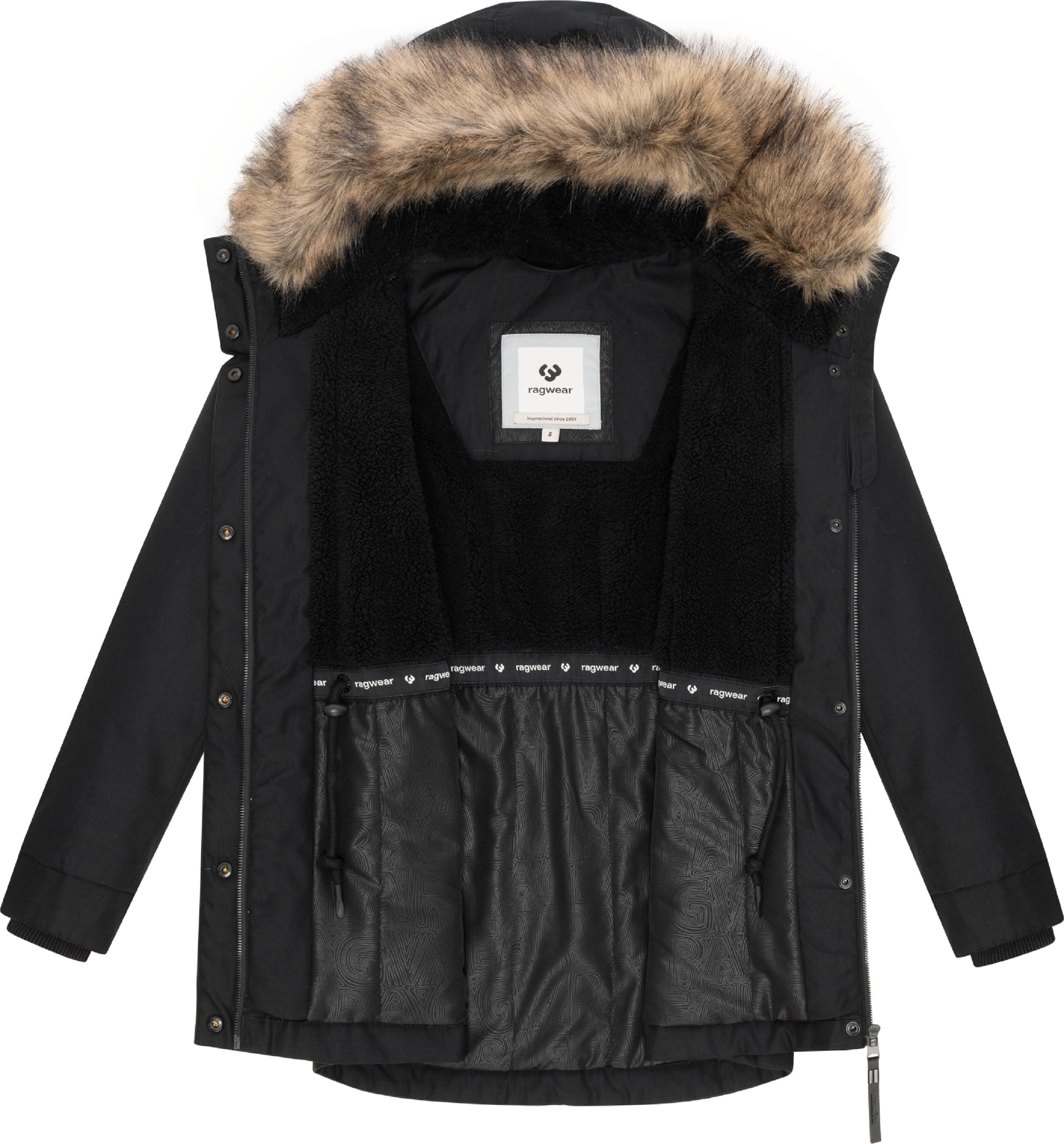 Ragwear Winterjacke 'Tawny Short' in Schwarz