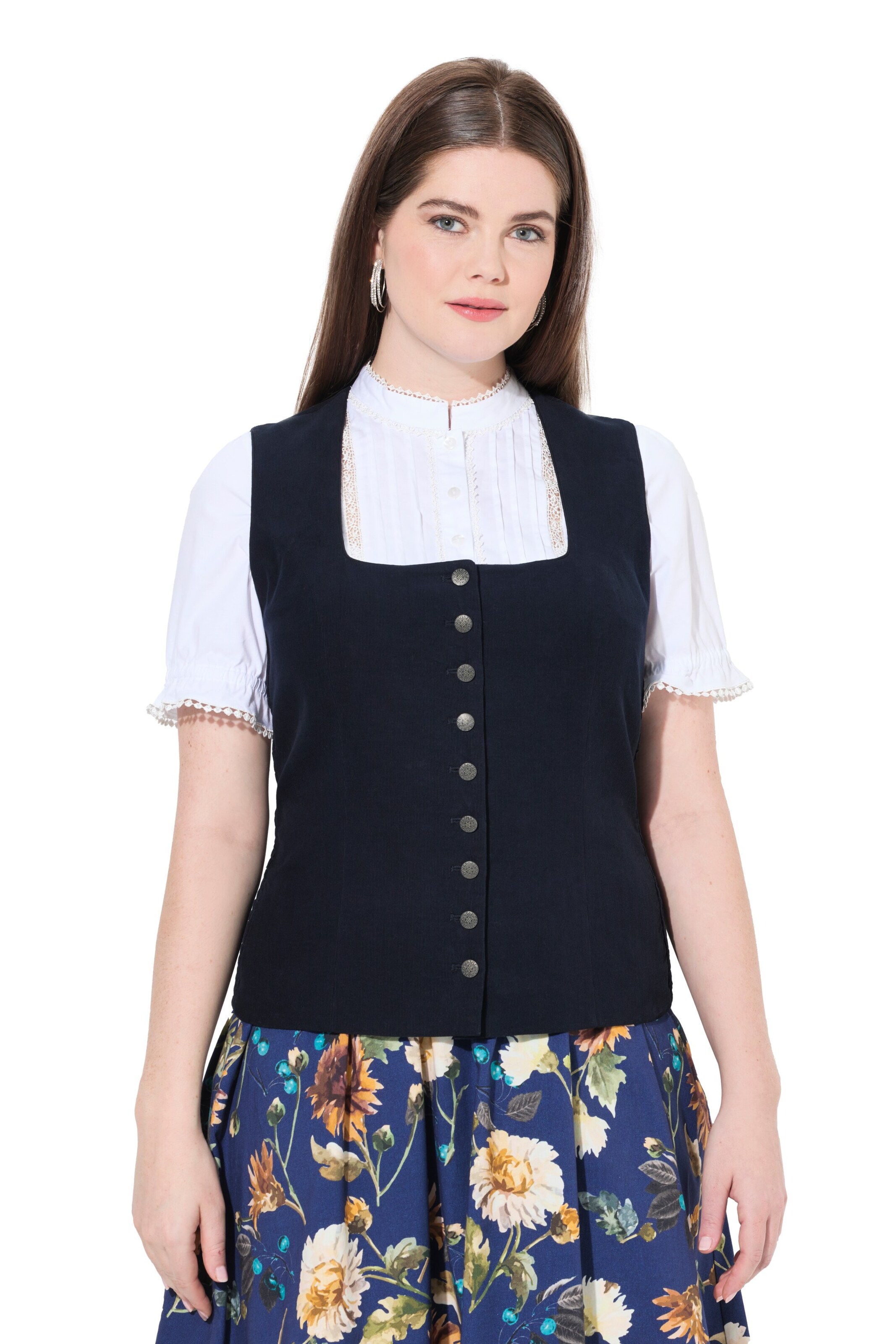 Ulla Popken Trachtenbluse in Blau: Vorderseite