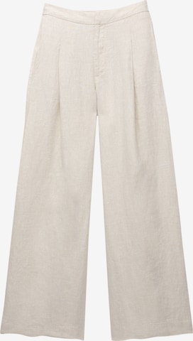 Pull&BearWide Leg/ Široke nogavice Hlače - bijela boja: prednji dio