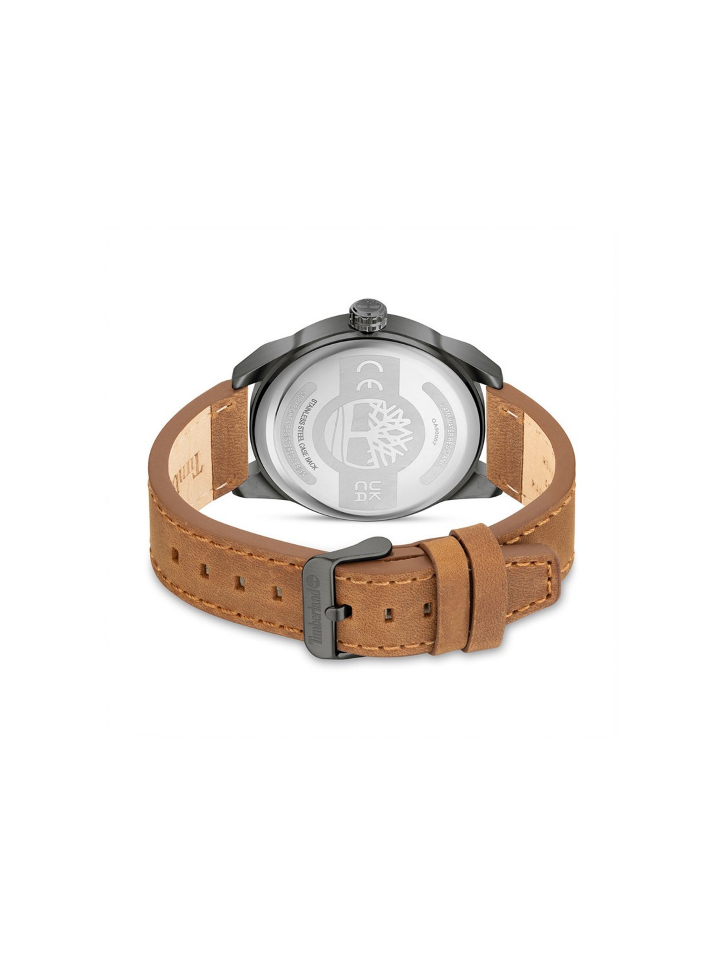 TIMBERLAND Analoog horloge 'Montrehomme Timberland Ripley-Z TDWGA9000703, cadran noir et bracelet en cuir marron (46 mm).' in Bruin