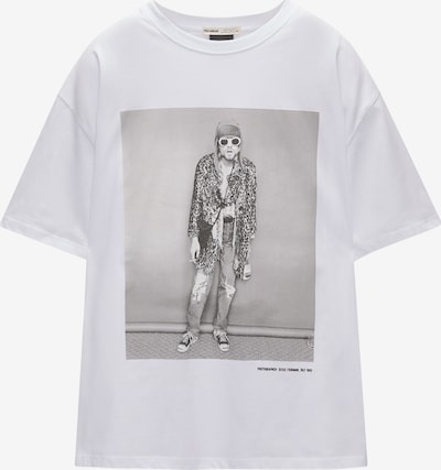 Pull&Bear T-Shirt in grau / schwarz / weiß, Produktansicht