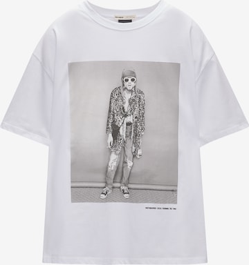 T-shirt Pull&Bear en blanc : devant