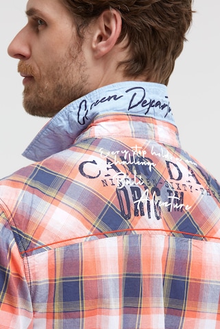 CAMP DAVID Regular Fit Karohemd Kurzarm mit Klappentaschen in Orange