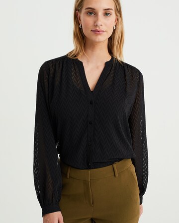 WE Fashion Blouse in Zwart: voorkant