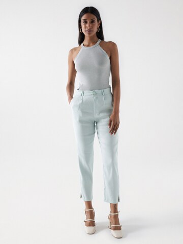 Salsa Jeans Slimfit Bundfaltenhose in Grün