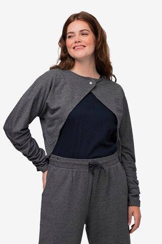 Ulla Popken Sweatvest in Blauw: voorkant