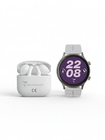Techmade Digital Watch 'Dynamic 2 Smartwatch - Bundle mit Kopfhörern' in White: front