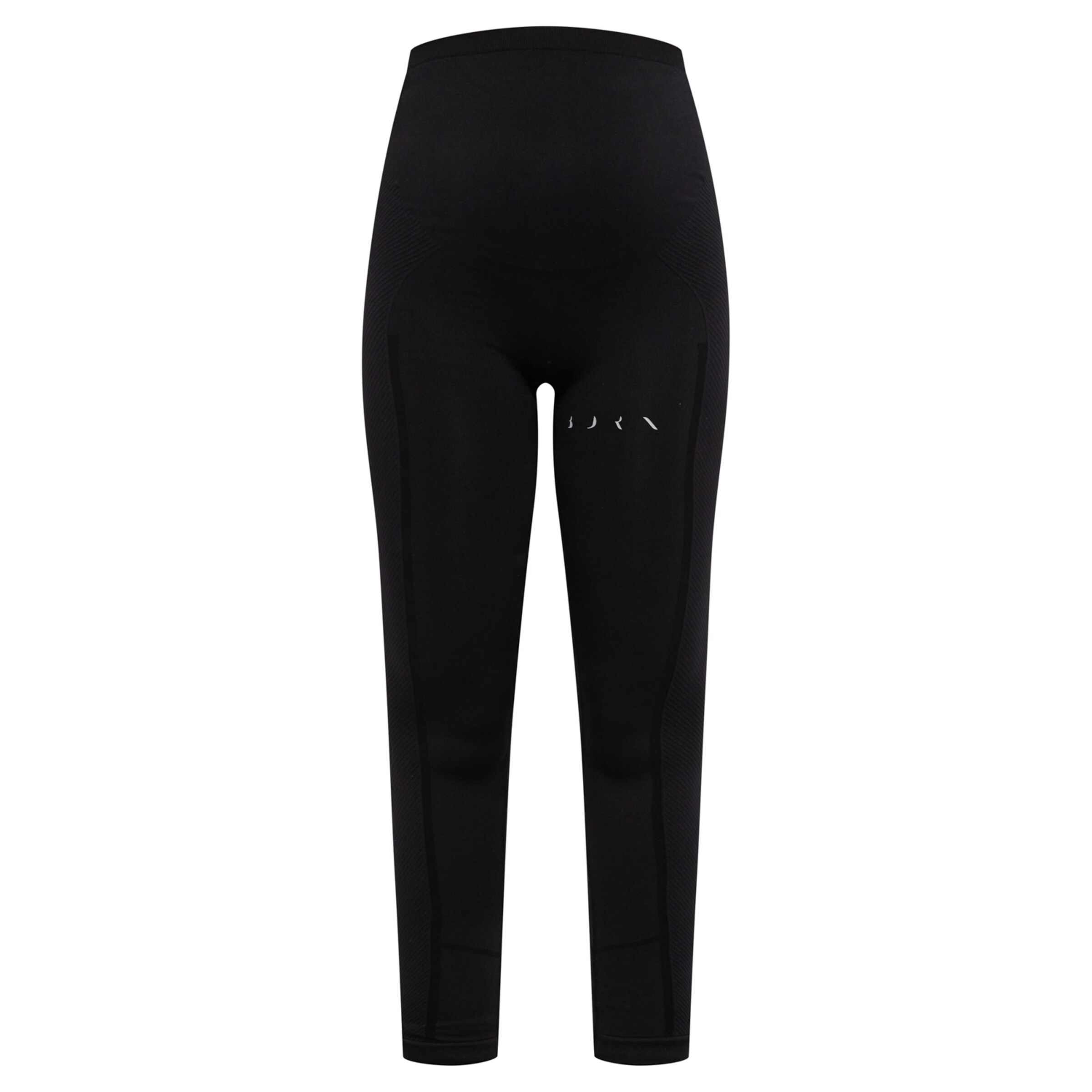 Born Living Yoga Skinny Leggings 'Mommy Line' in Zwart: voorkant