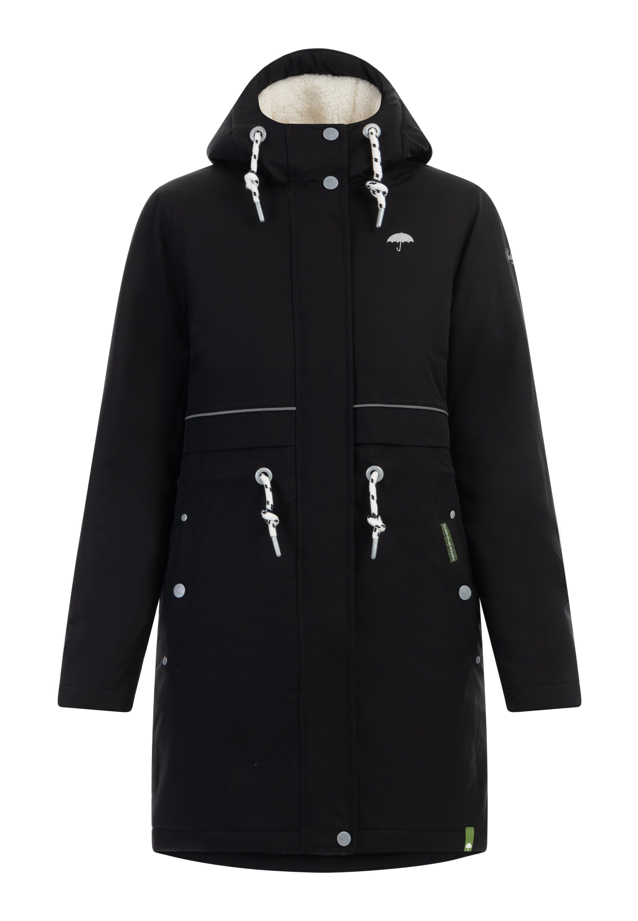 Schmuddelwedda Funktionsmantel in Schwarz: Vorderseite