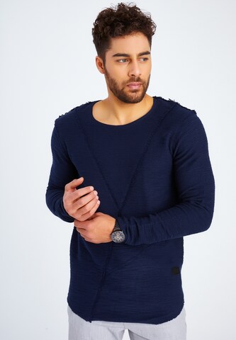 Leif Nelson Longsleeve Rundhals in Blau