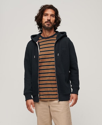 Superdry Zip-Up Hoodie 'Essential' in Blue: front