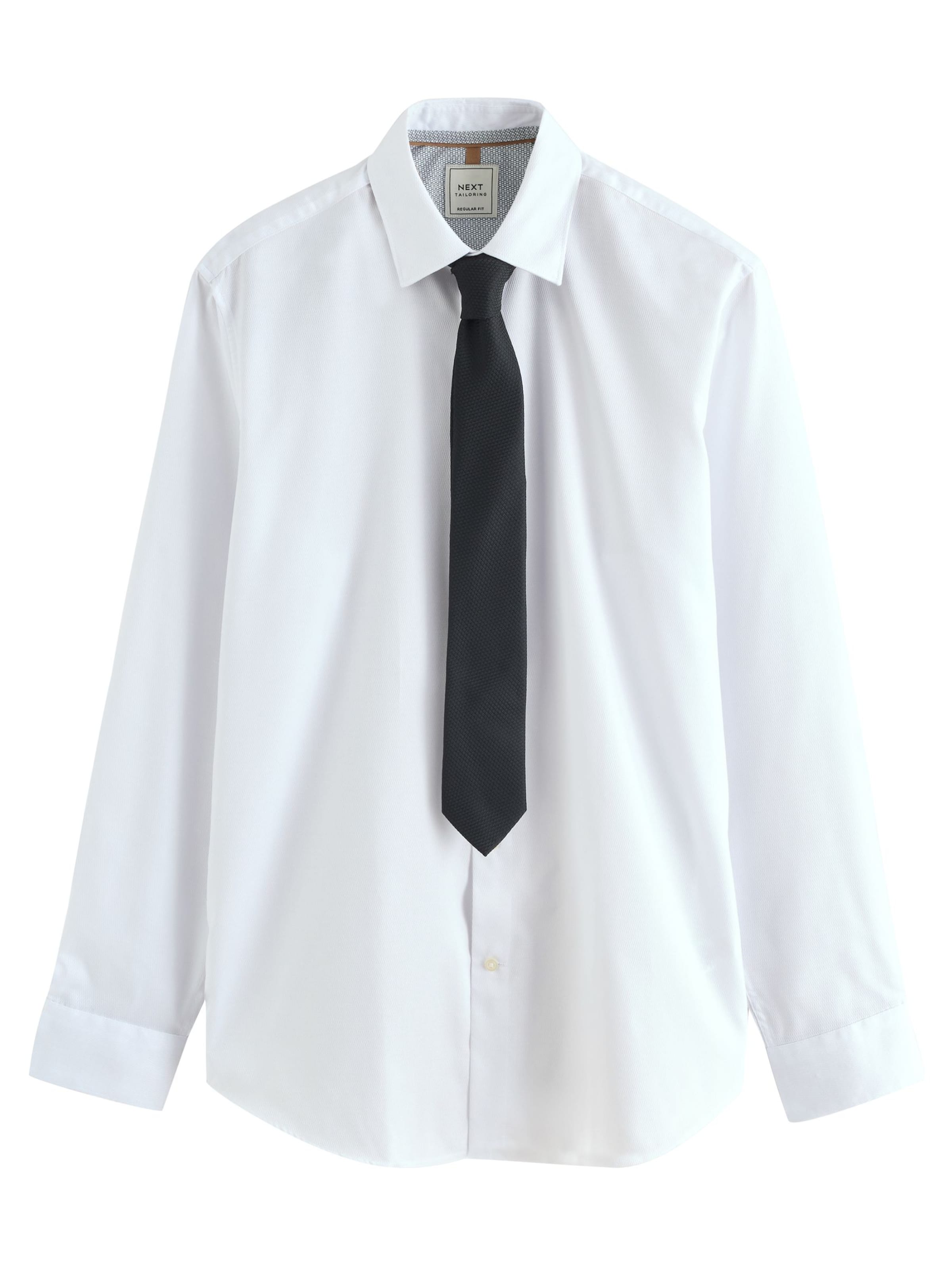 Next Regular Fit Set: Hemd und Krawatte in Weiß: Vorderseite