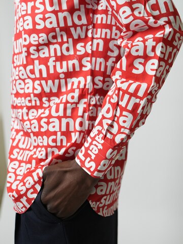 HENRIK Slim fit Button Up Shirt in Red