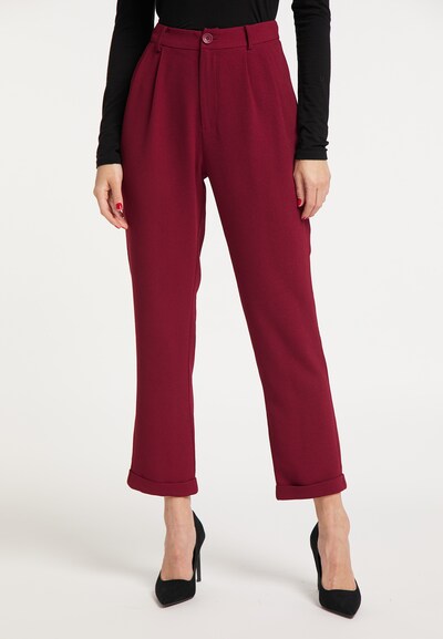 faina Pleat-Front Pants in Red, View model