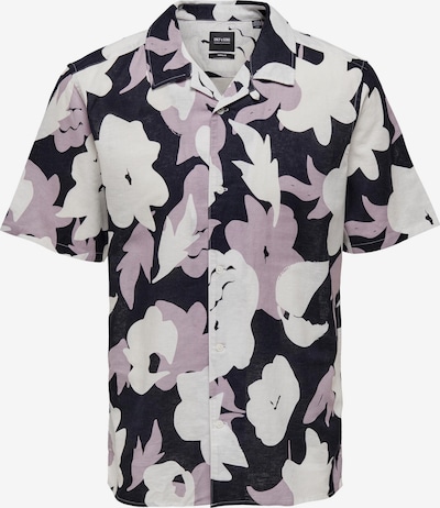 Only & Sons Overhemd 'Trev' in de kleur Navy / Lavendel / Wit, Productweergave