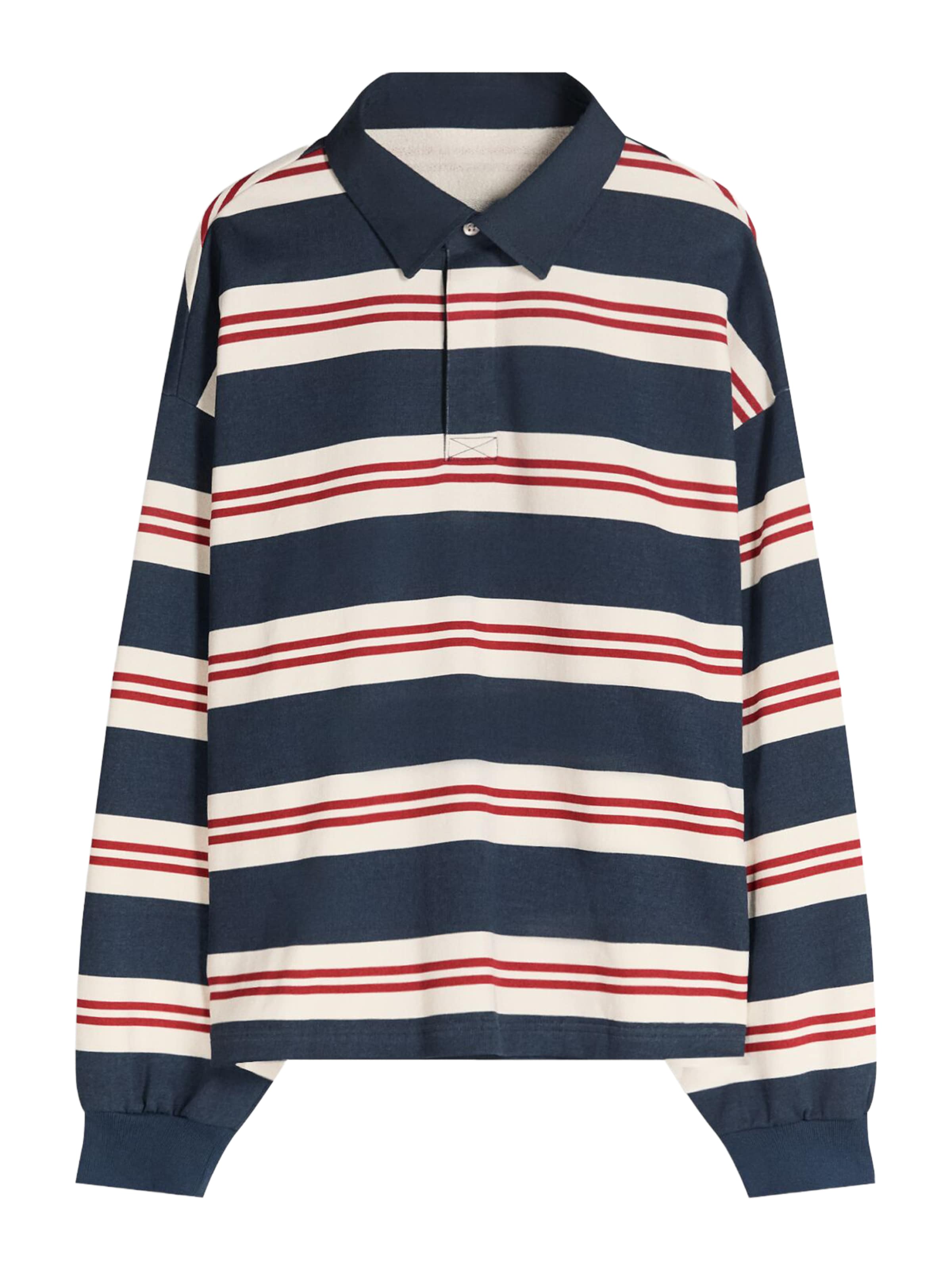 Bershka Shirt in de kleur Donkerblauw / Rood / Offwhite, Productweergave