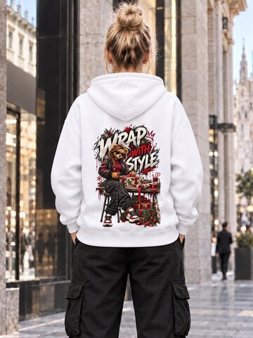 LUNØIR StudioSweater majica 'BOSS Femme Christmas Wrap Star' - bijela boja