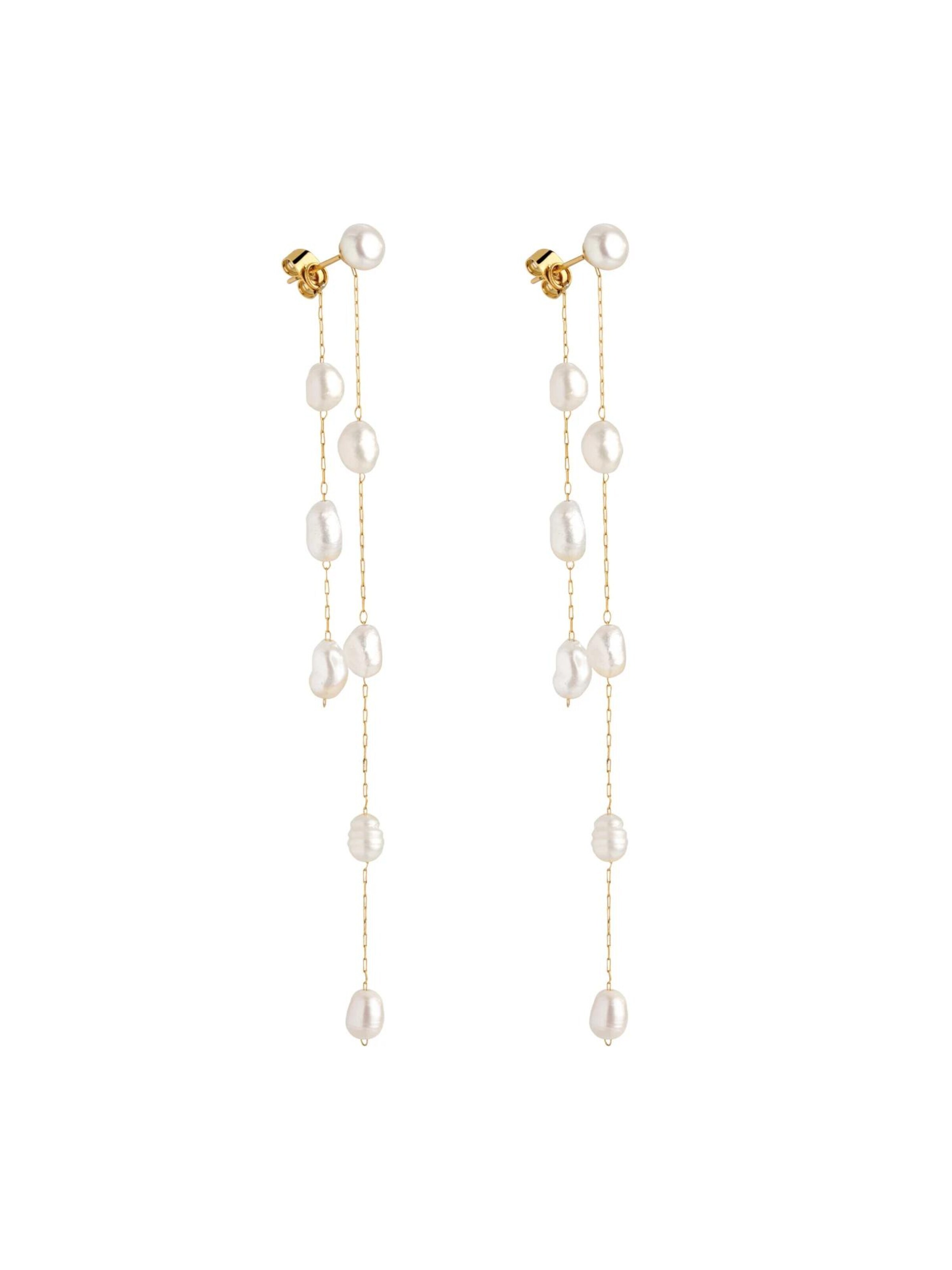 Luamaya Earrings 'Jules Unique Pearl Fall Studs' in Gold: front