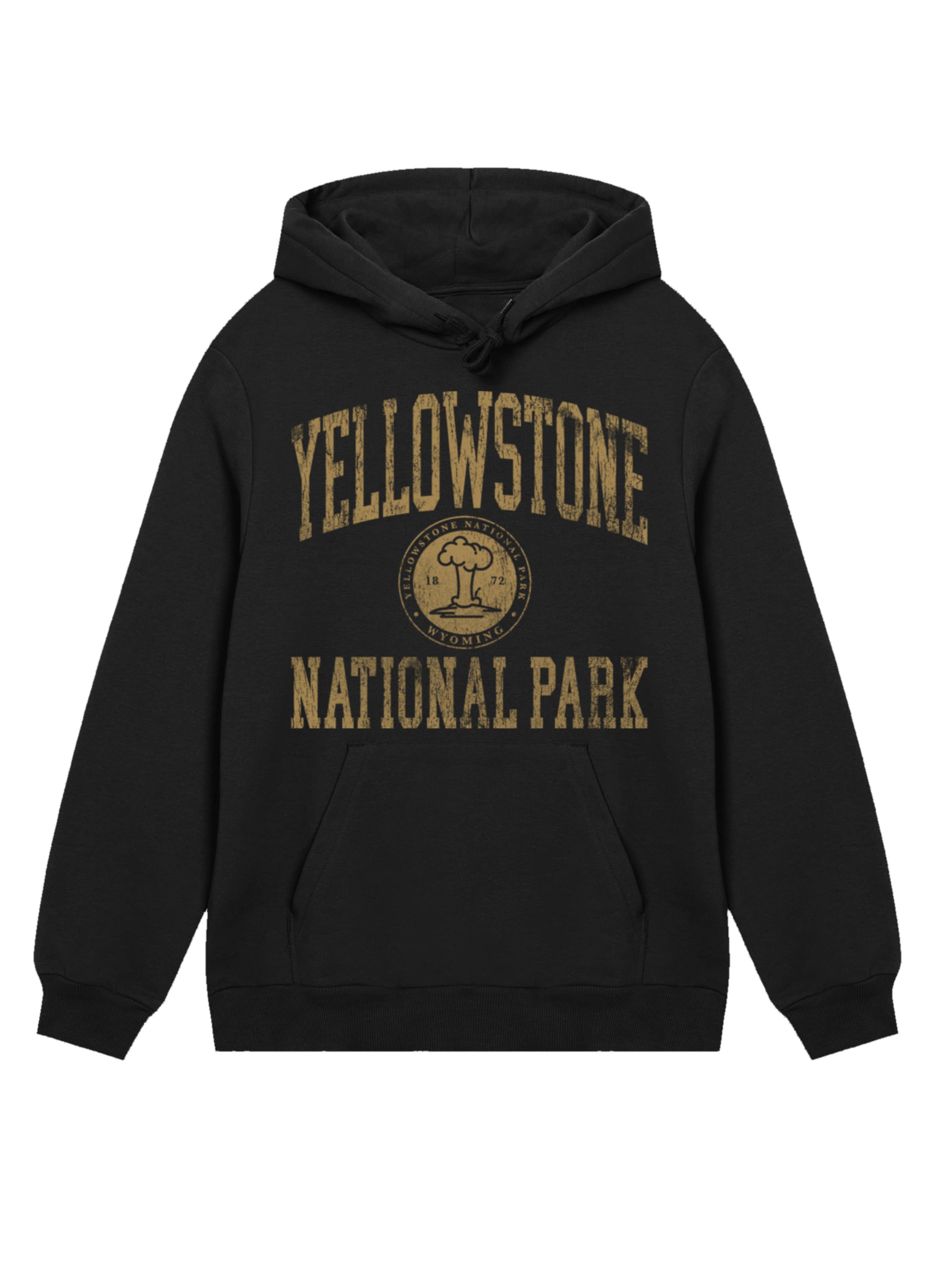 F4NT4STIC Sweatshirt 'US National Parks Yellowstone Wyoming' in Black: front
