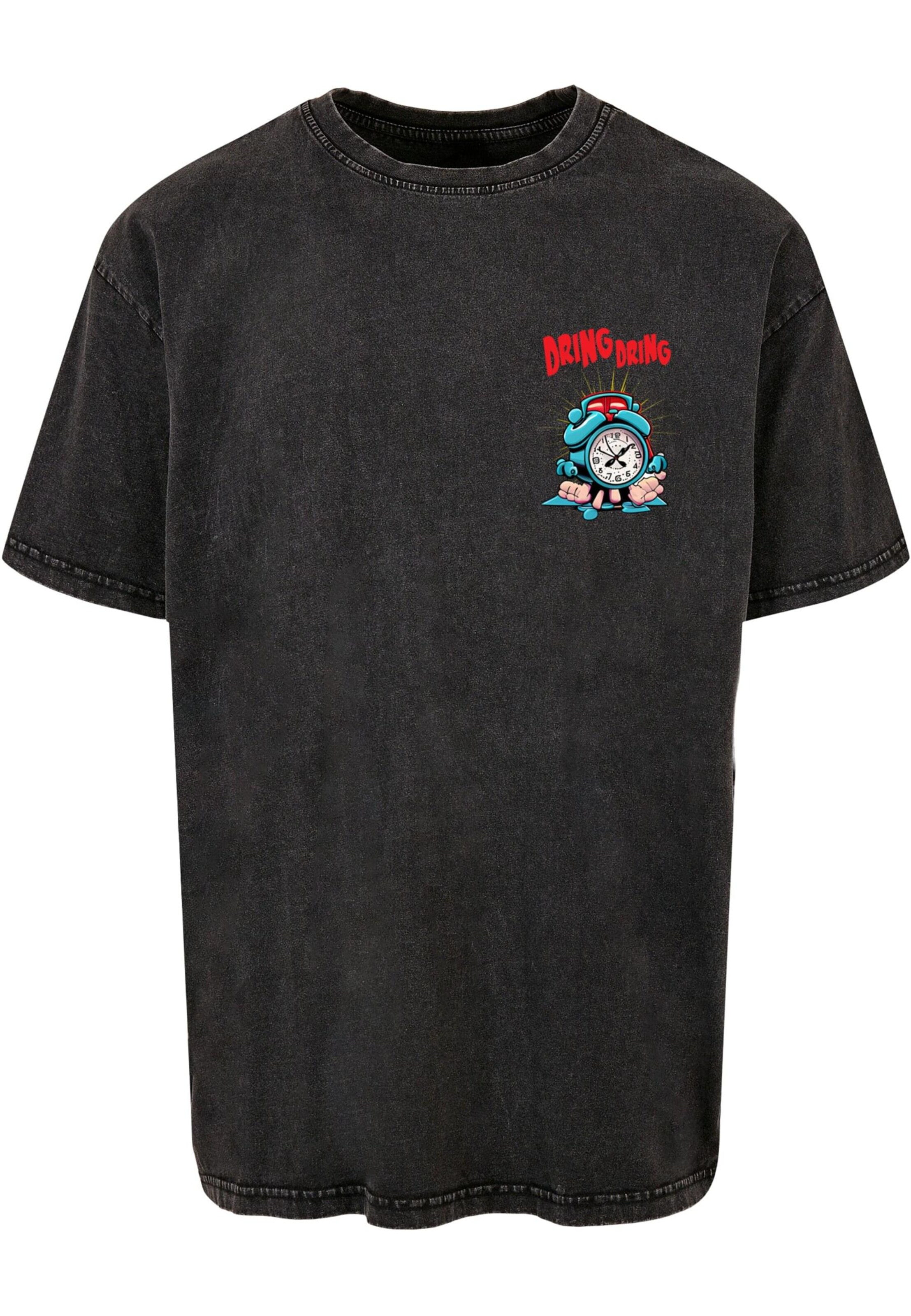 Merchcode T-Shirt 'Alarm Clock Comic' in Grau: Vorderseite