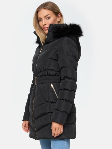 Threadbare Winter Coat 'Roo' in Black