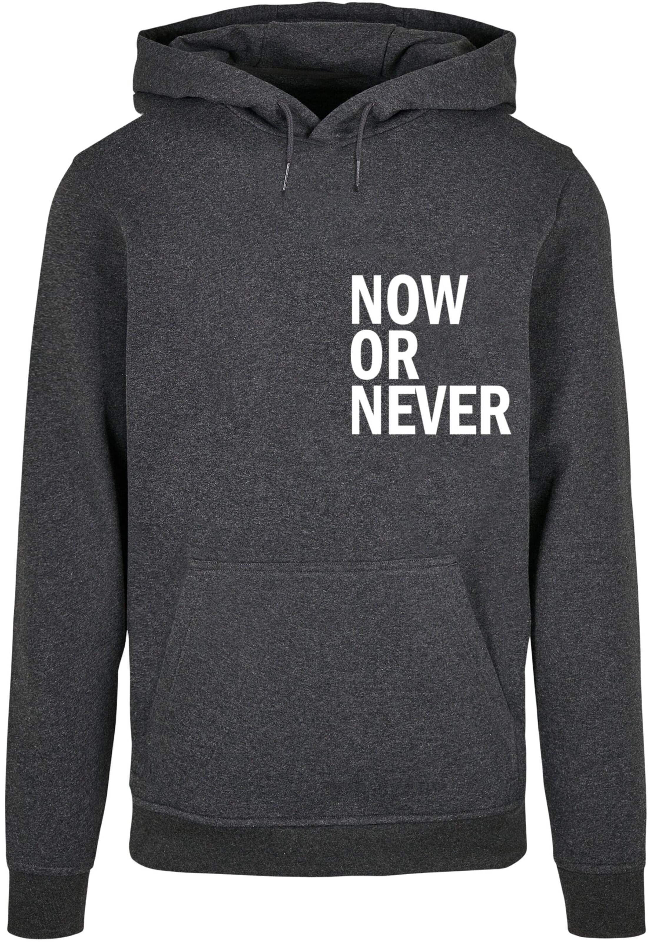 Merchcode Sweatshirt 'Now Or Never' in Grau: Vorderseite