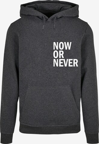 Merchcode Sweatshirt 'Now Or Never' in Grey: front