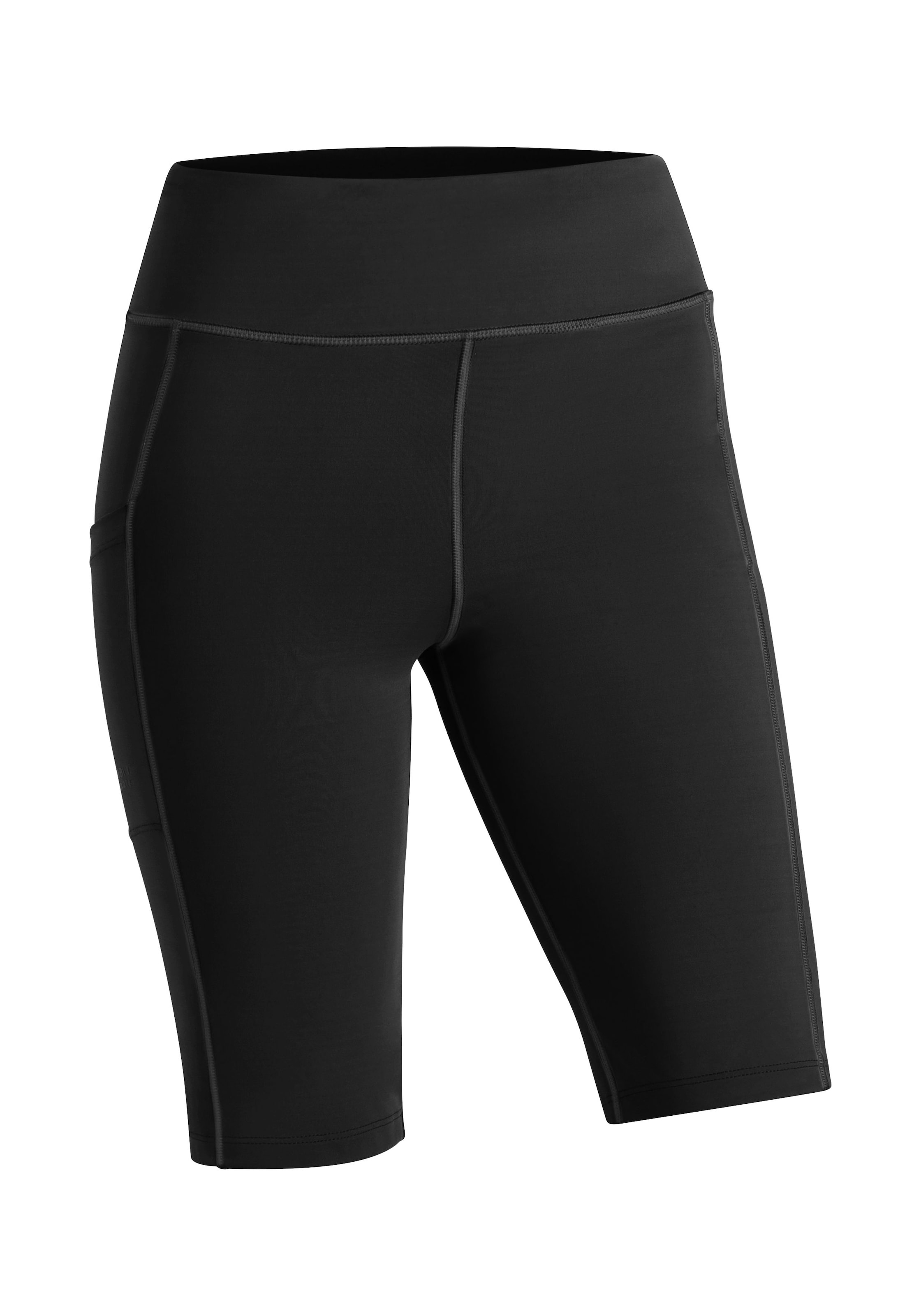 Maier Sports Skinny Workout Pants in Black: front