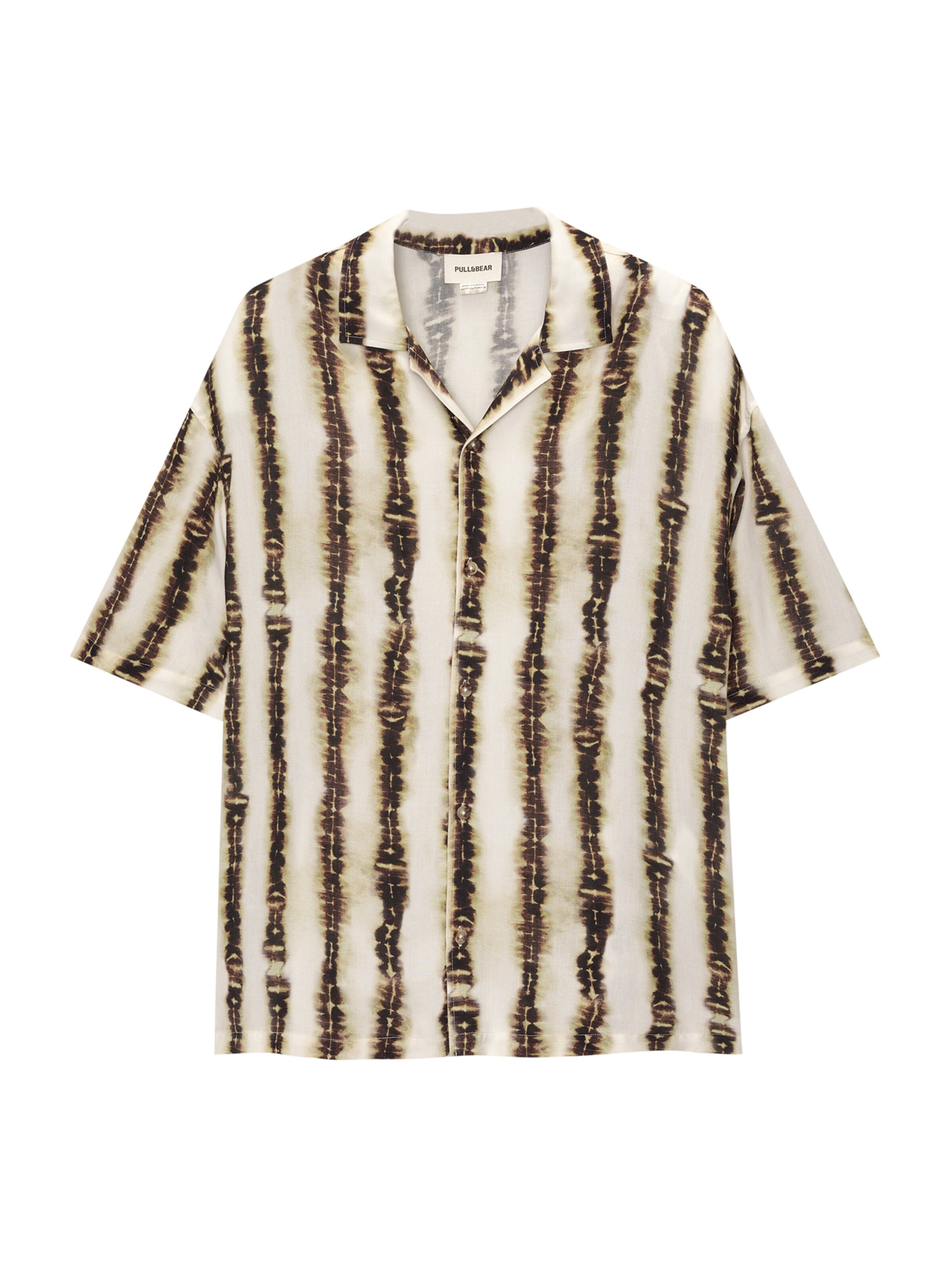 Pull&Bear Comfort fit Button Up Shirt in Beige: front