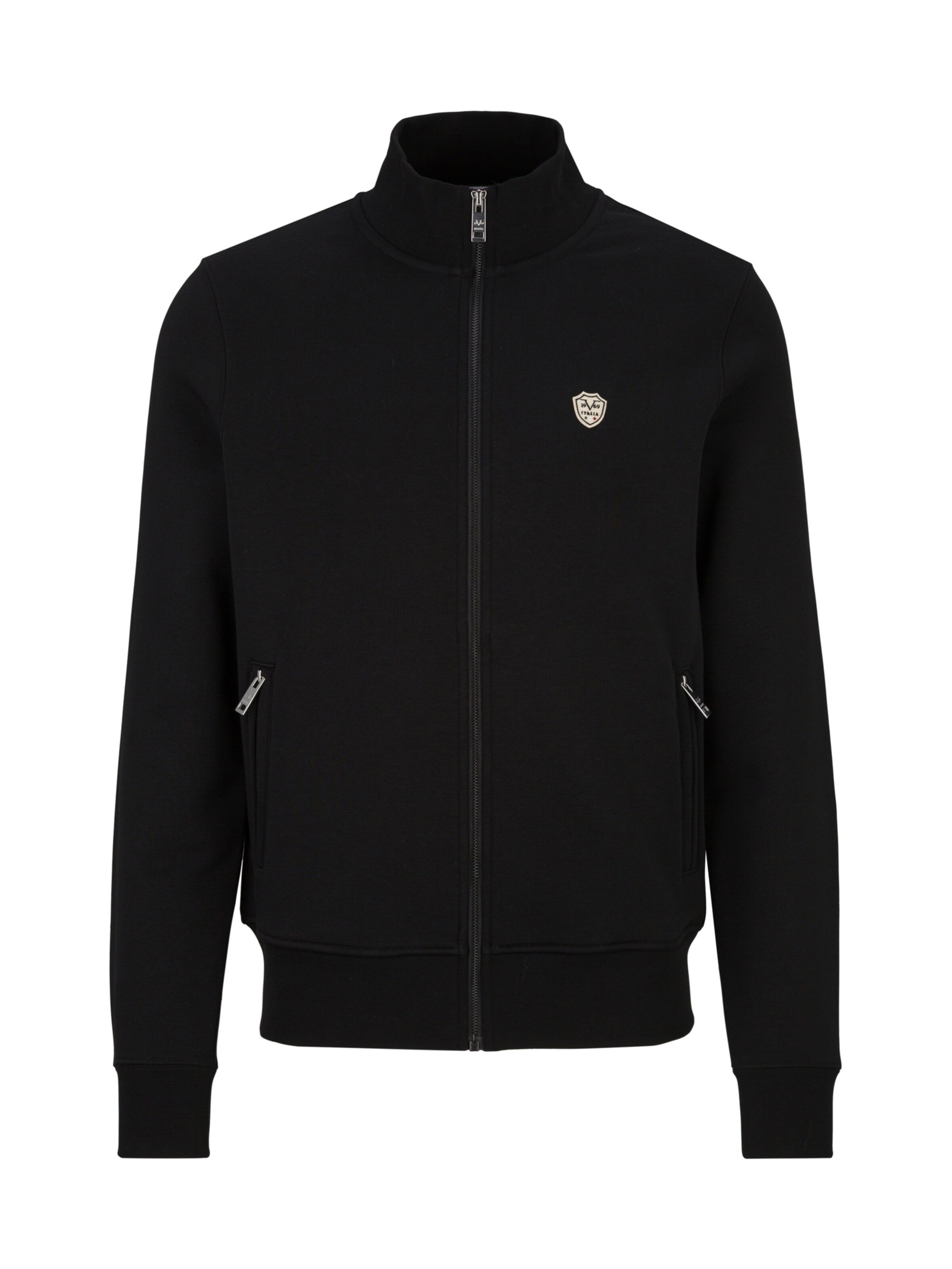 19V69 ITALIA Sweatvest ' Zaan ' in Zwart: voorkant