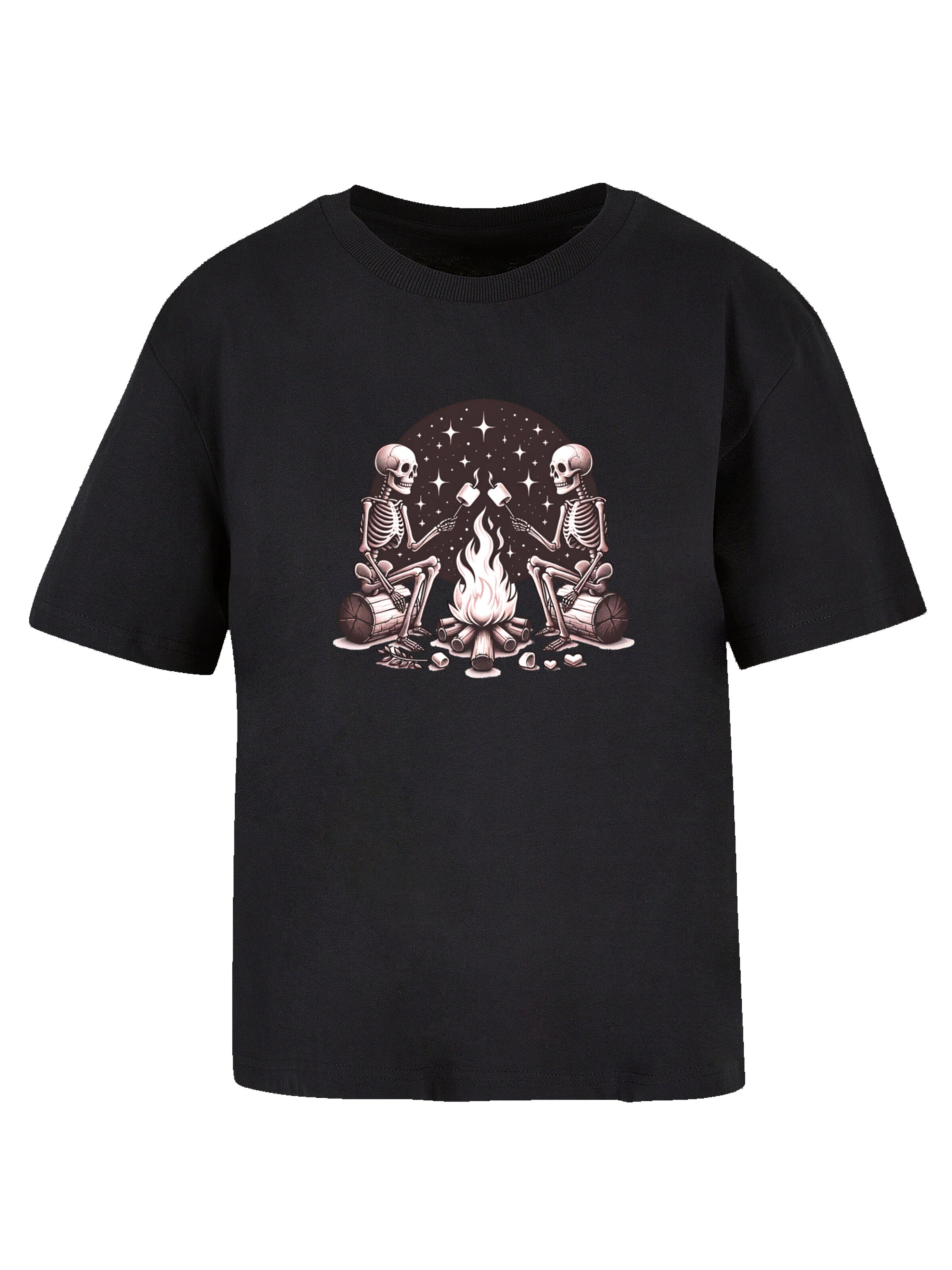 F4NT4STIC T-Shirt 'Skeletons Campfire Mashmallow' in Schwarz: Vorderseite