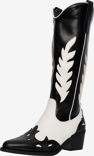Salinyang Bottes de cowboy en 36 en noir / blanc, Vue avec produit