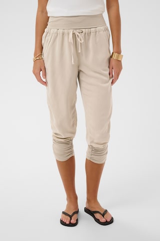 Cream Tapered Broek in Beige