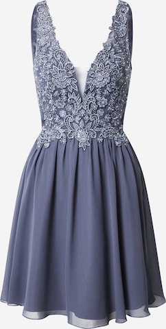 Robe de cocktail Laona en bleu : devant