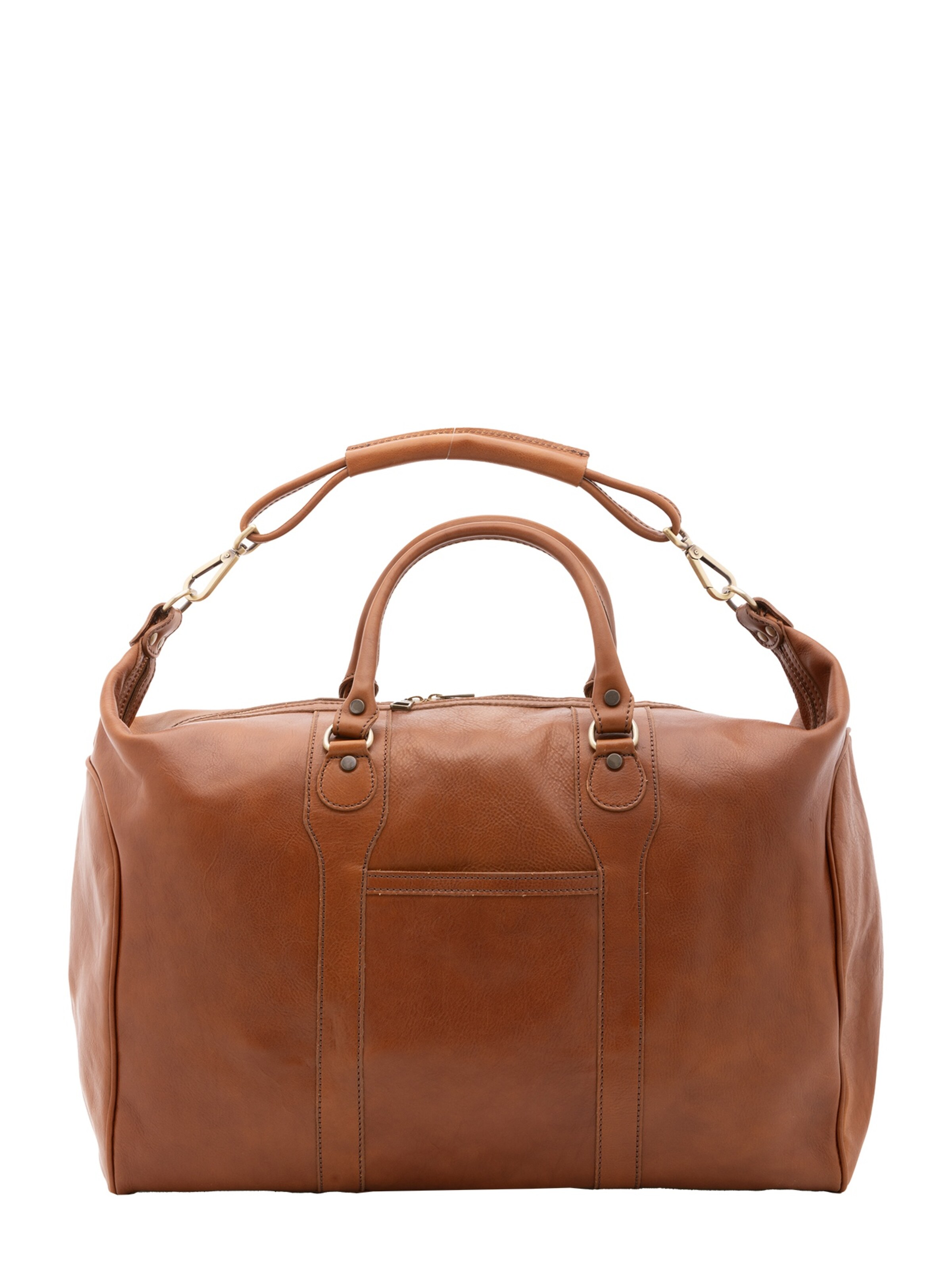 Borsa da viaggio 'Borsa da viaggio unisex vera pelle con tracolla rimovibile' di Alessia Firenze in giallo: frontale