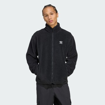 ADIDAS ORIGINALS Fleecejacke 'Trefoil Essentials' in Schwarz: Vorderseite