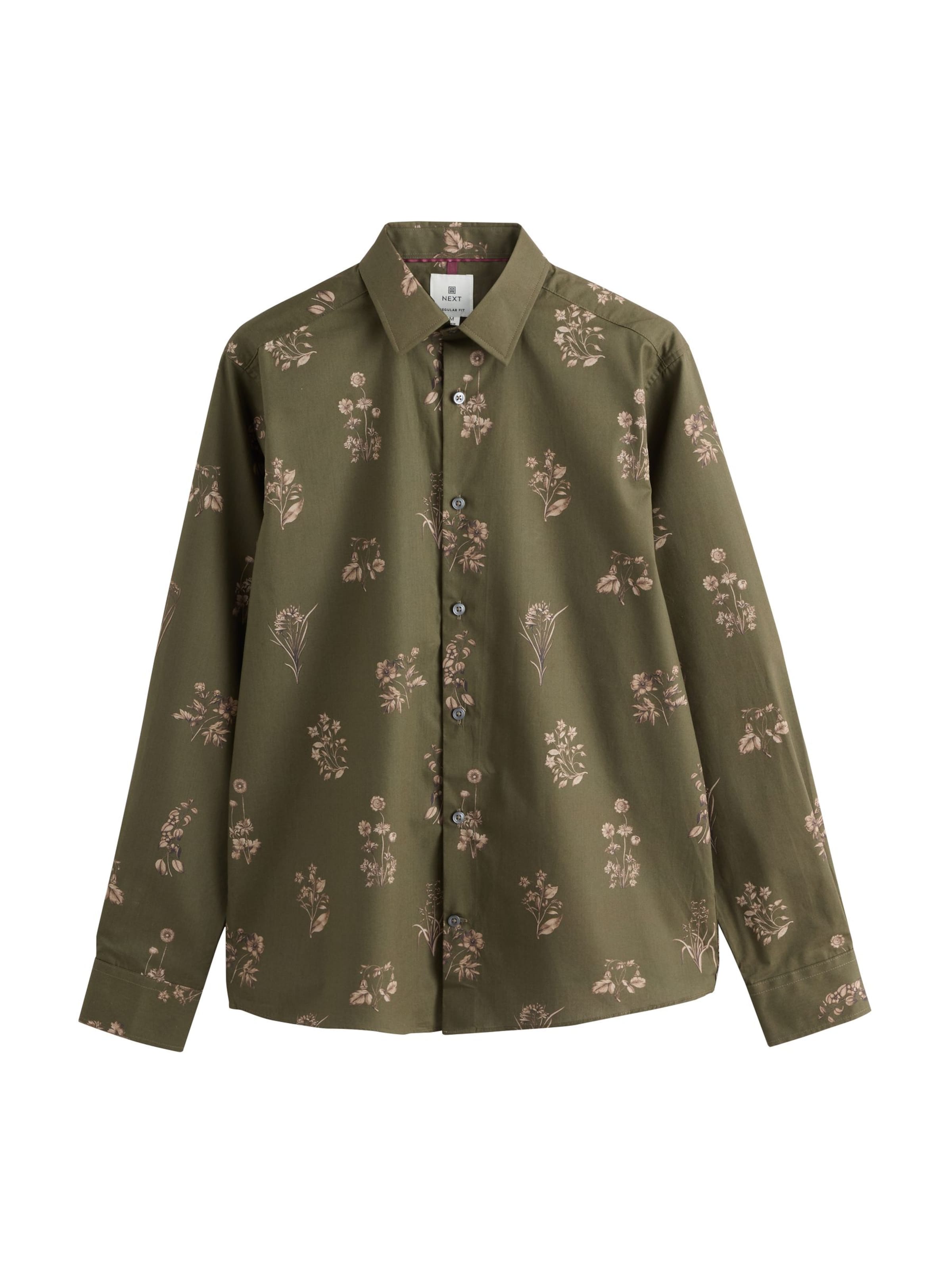 Next Skjorta 'Kew Garden' i beige / mörkbeige / khaki, Produktvy