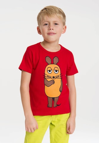 LOGOSHIRT Shirt 'Die Maus' in Red: front