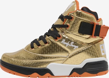 Sneaker alta 'Focus X Macho Man Randy Savage' di Ewing in oro: frontale