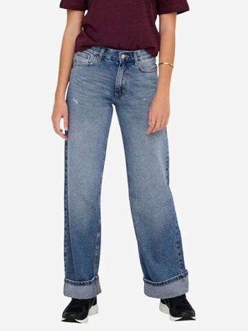 Wide leg Jeans 'ONLELLA MW WIDE FOLD UP DNM TAI519 NOOS 15344976' di ONLY in blu