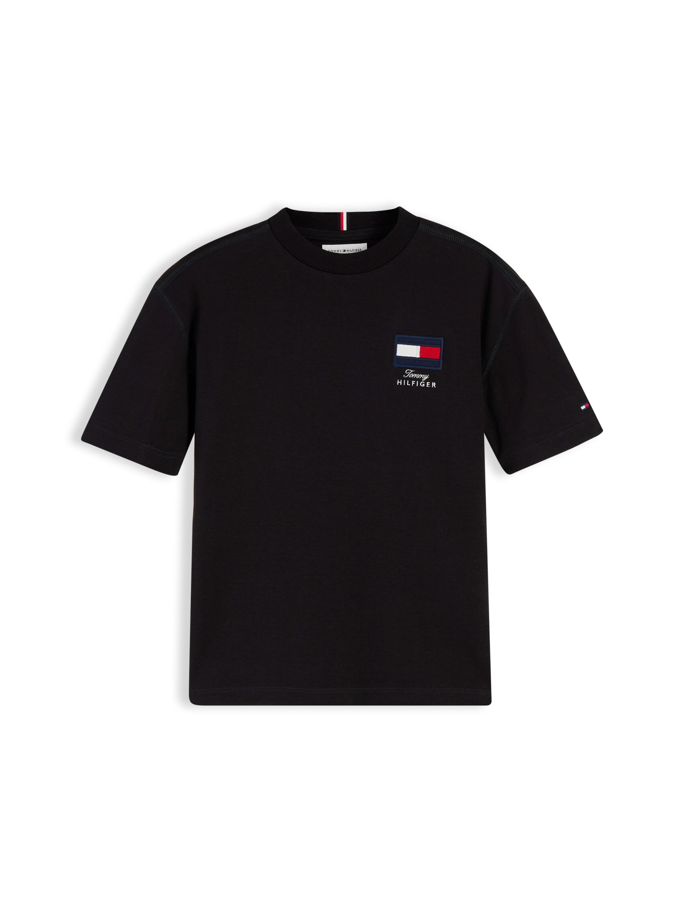 TOMMY HILFIGER Тениска в черно: отпред