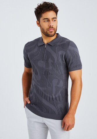 Leif Nelson T-Shirt Feinstrick Polo in Grau