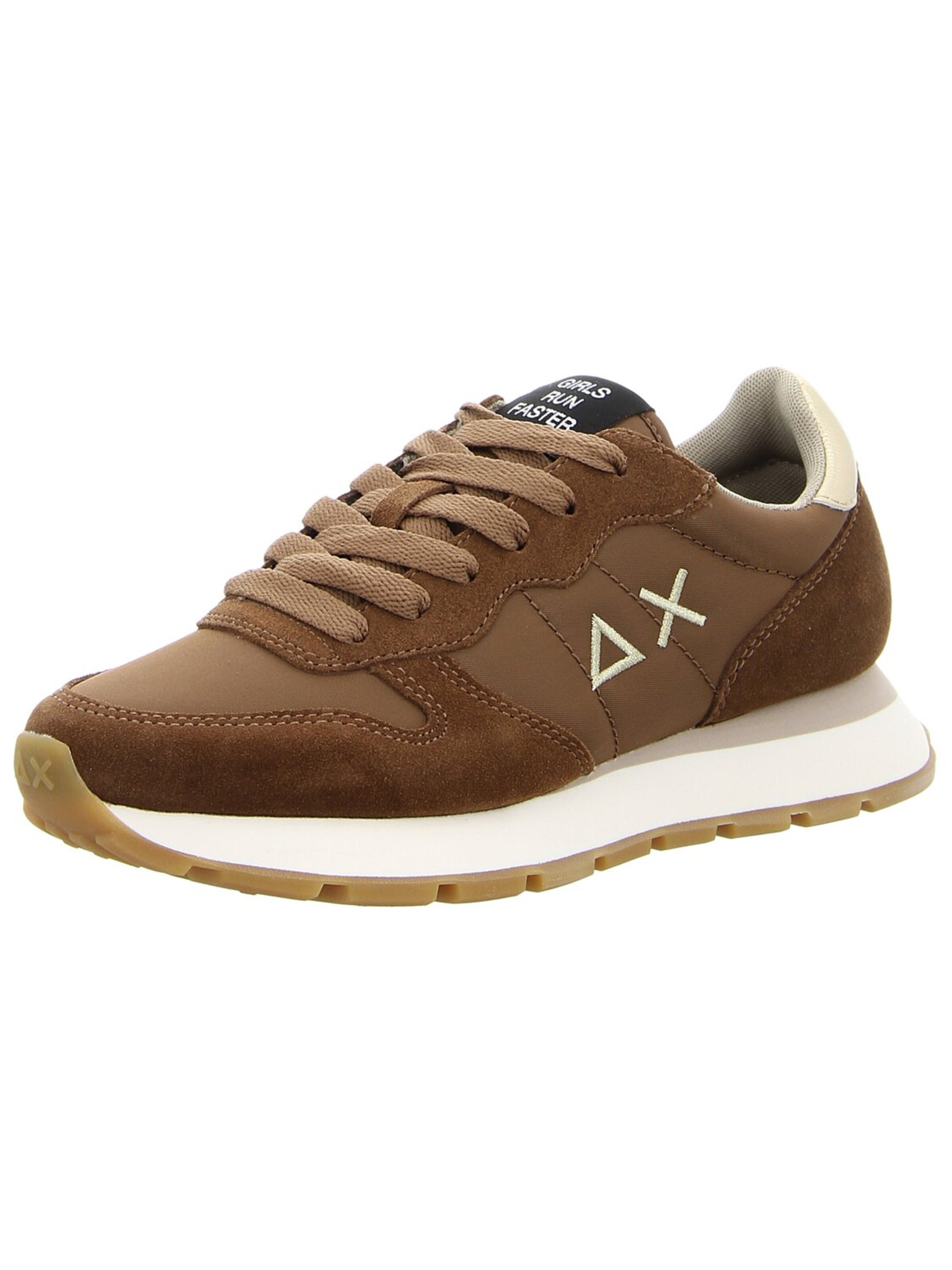 SUN68 Athletic Lace-Up Shoes in Brown: front